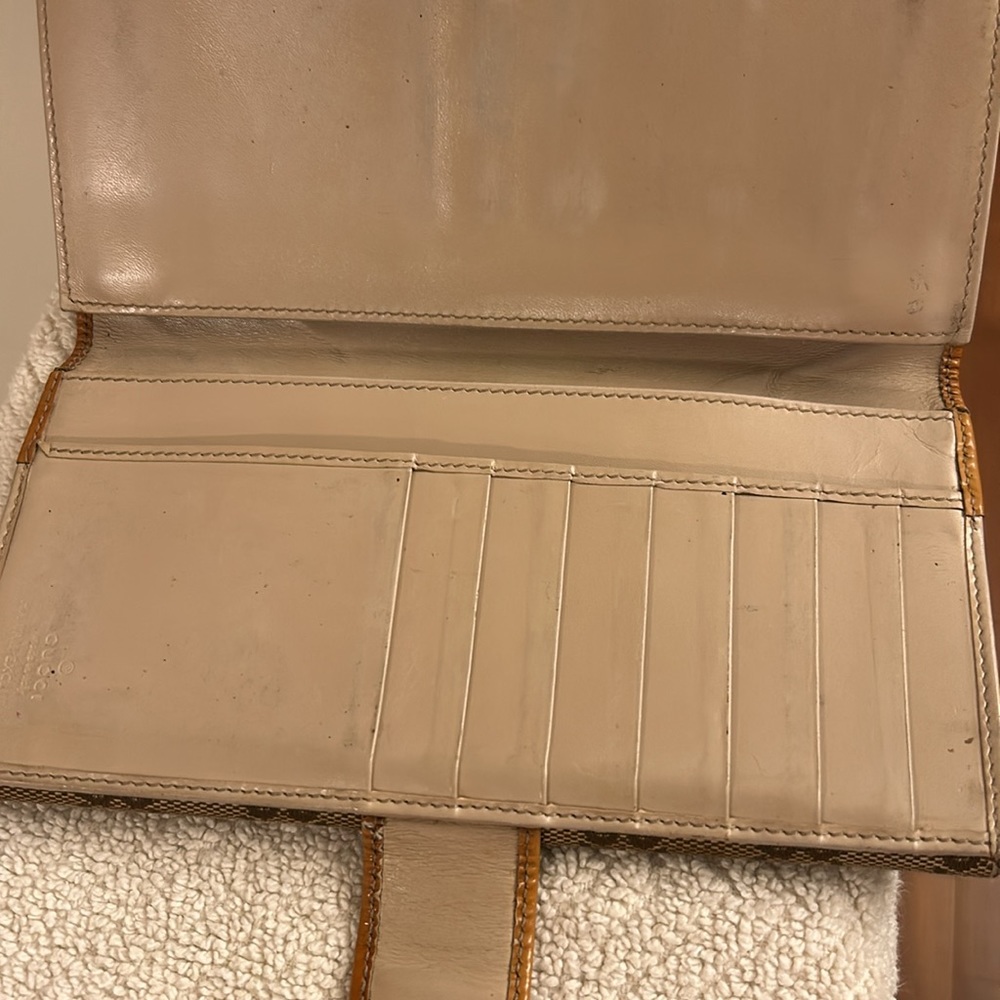 Gucci GG Brown Cream Hawaii Exclusive 112715 Long Bi-fold Wallet Leather Trim - Picture 13 of 17